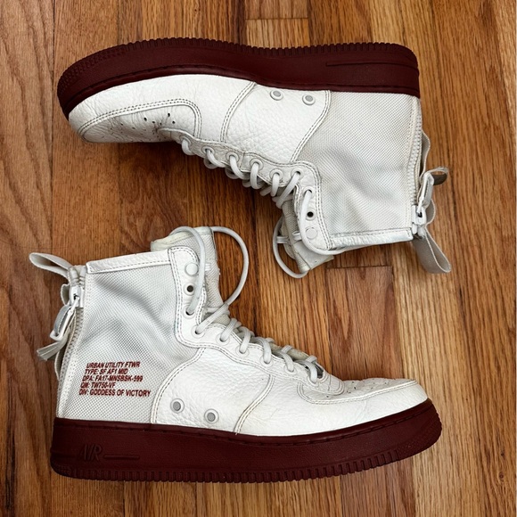 Nike SF Air Force 1 Mid Mars Stone Sneakers Shoes Ivory Red Retro Men’s Size 8.5 - Picture 1 of 14